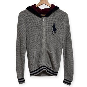 Polo Ralph Lauren Waffle Knit Zip Up Hoodie Sweater
